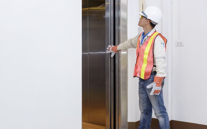 Technician Engineer investigate work adjustment mechanism lift